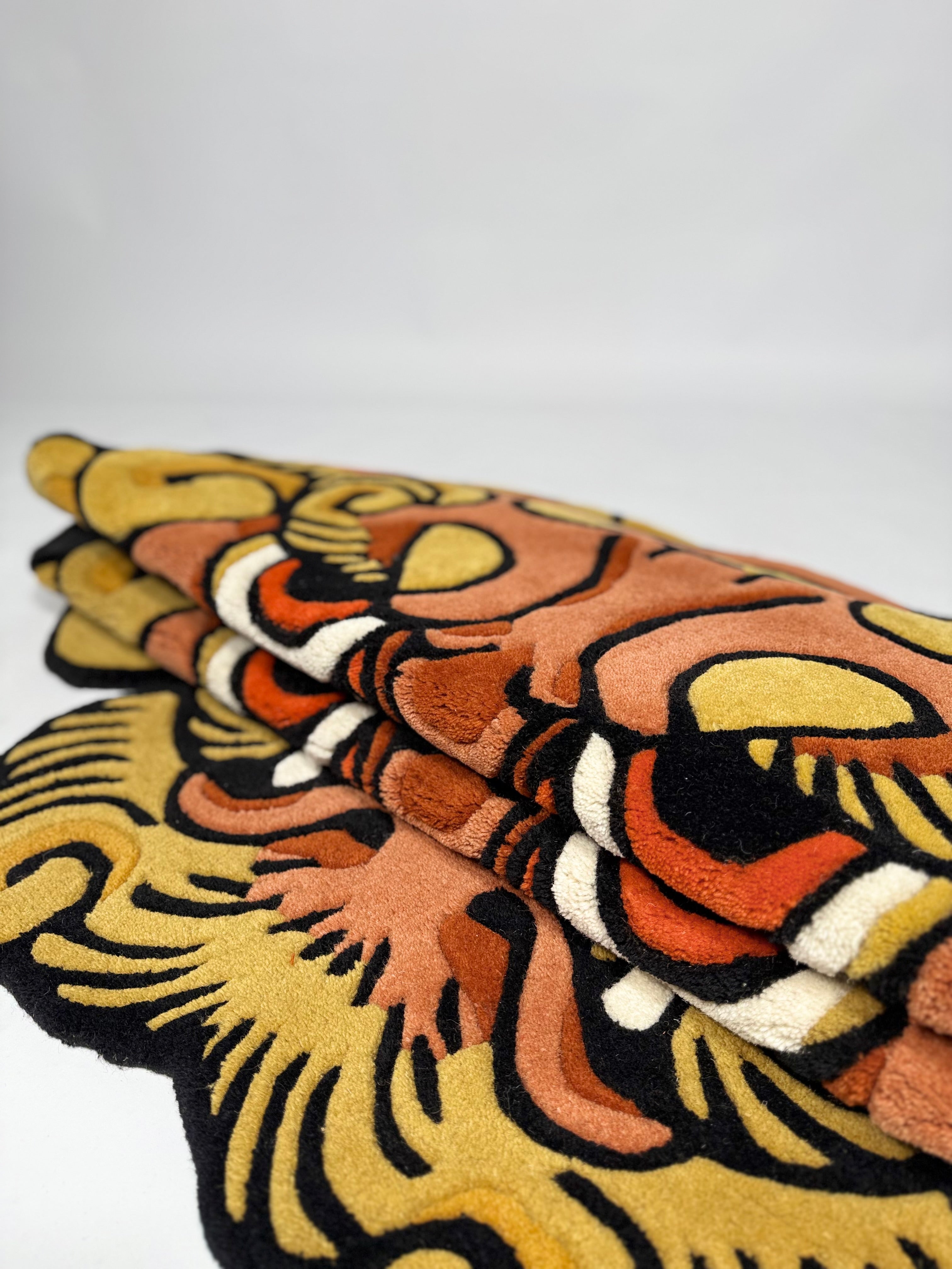 Orange Fu Dog Rug - Asian Traditional Decor – Inked Rugs