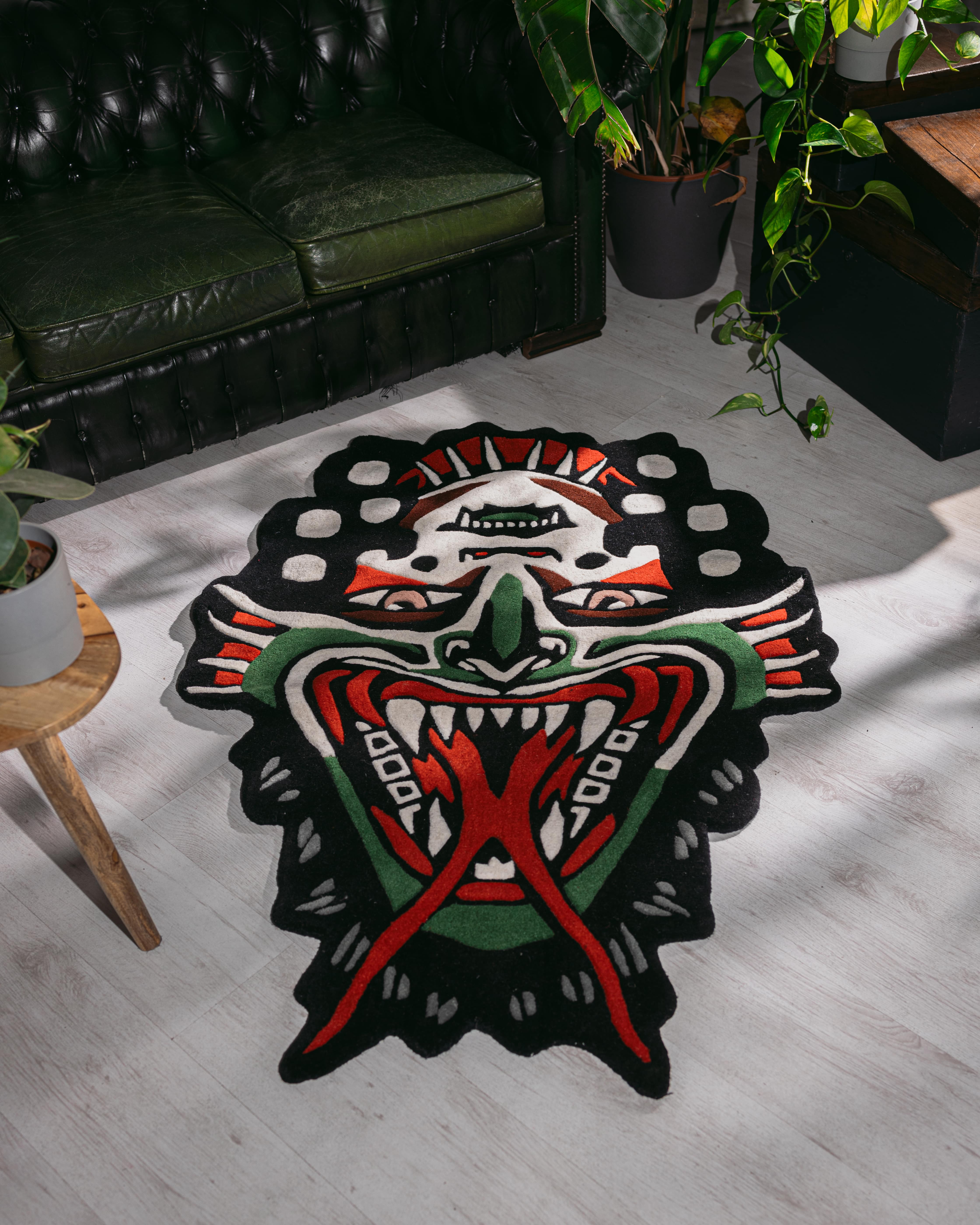 Human made FACE RUG LARGE - BLACK カーペット Flip Face Demon Rug - Gothic Lady Decor – Inked Rugs