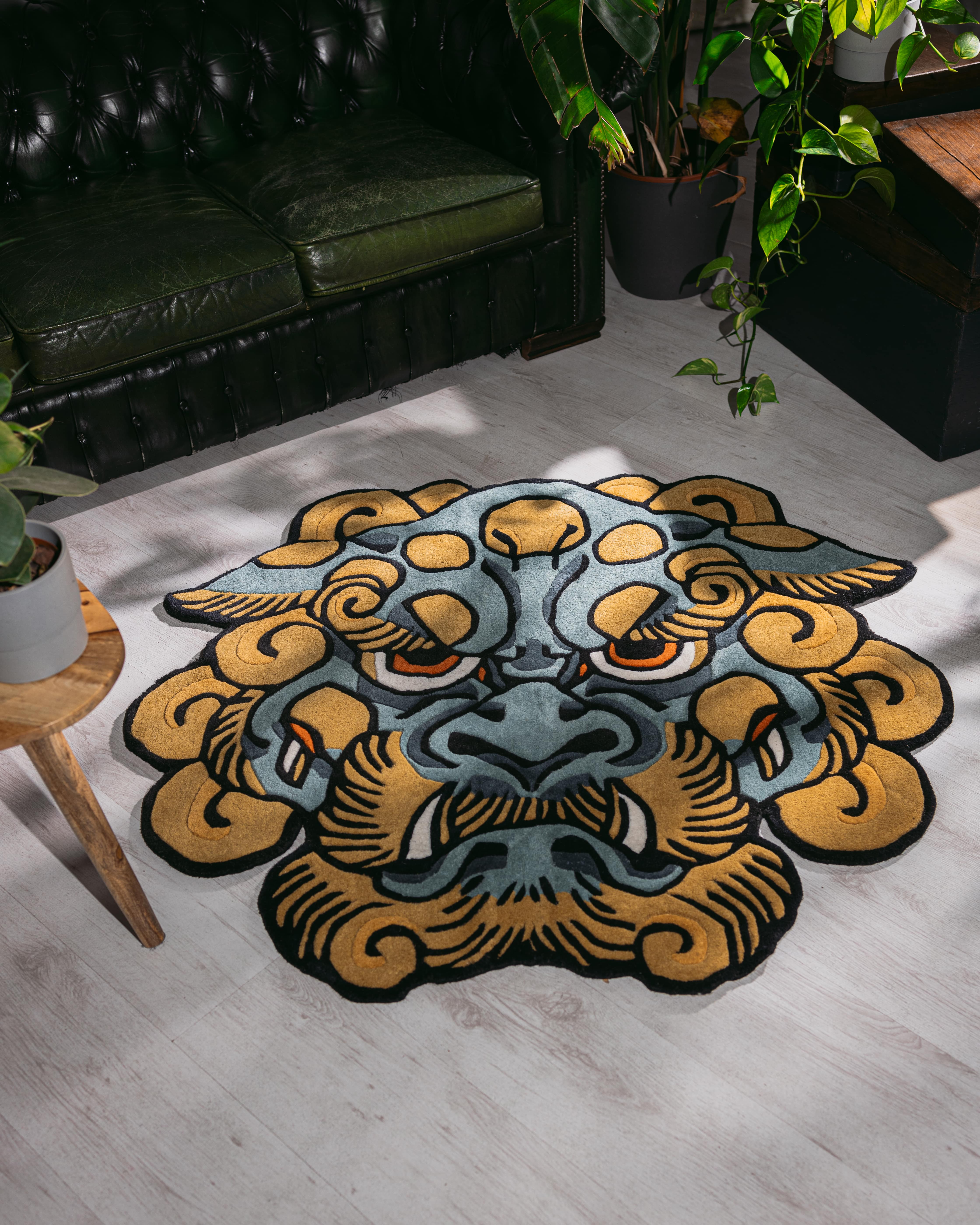 Orange Fu Dog Rug - Asian Traditional Decor – Inked Rugs