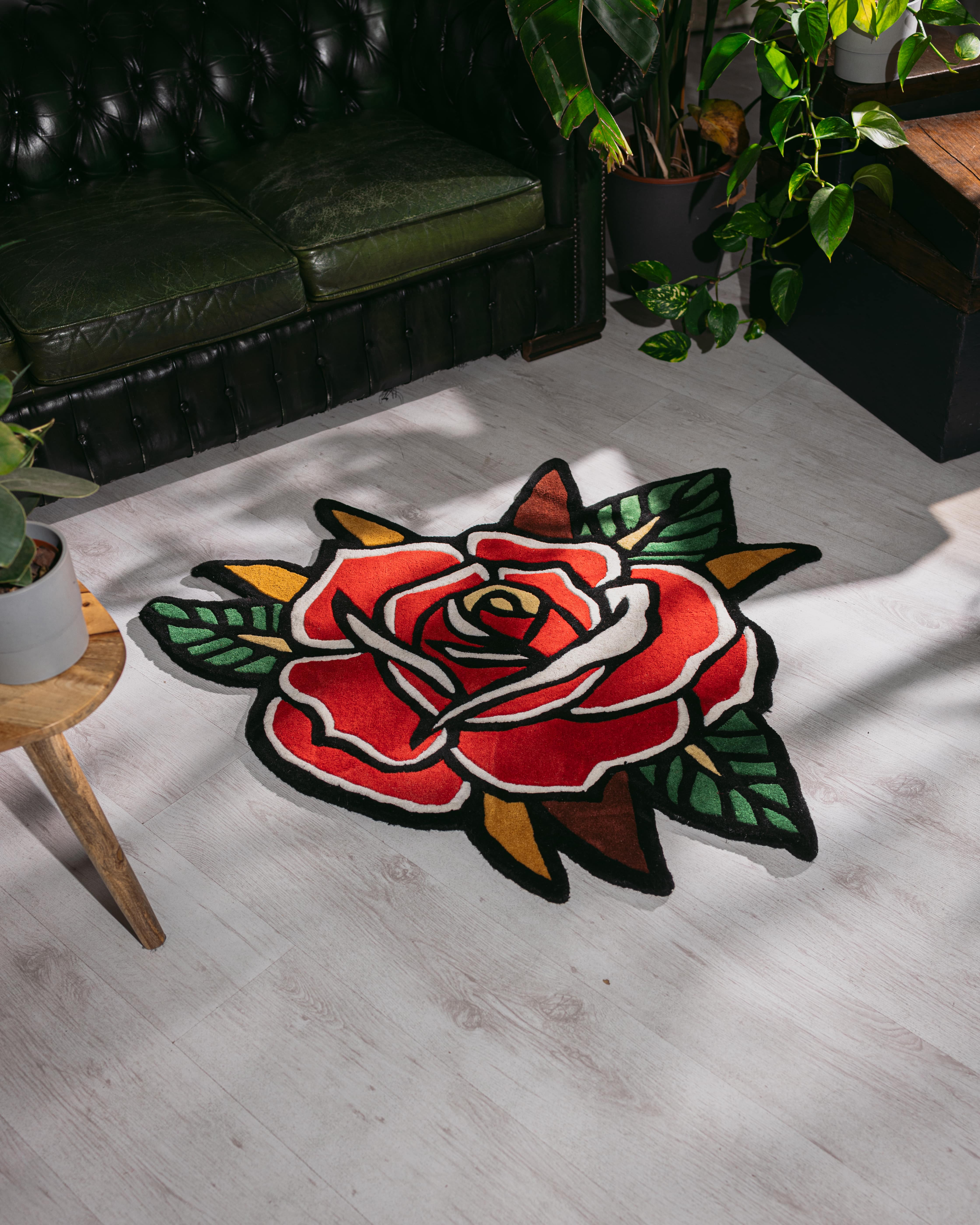 45.5×104 \"Red rose” ViNTAGE TURKiSH RUG Turkish Vintage, Red Rose Patterned Rug, Motif Rug, Teal