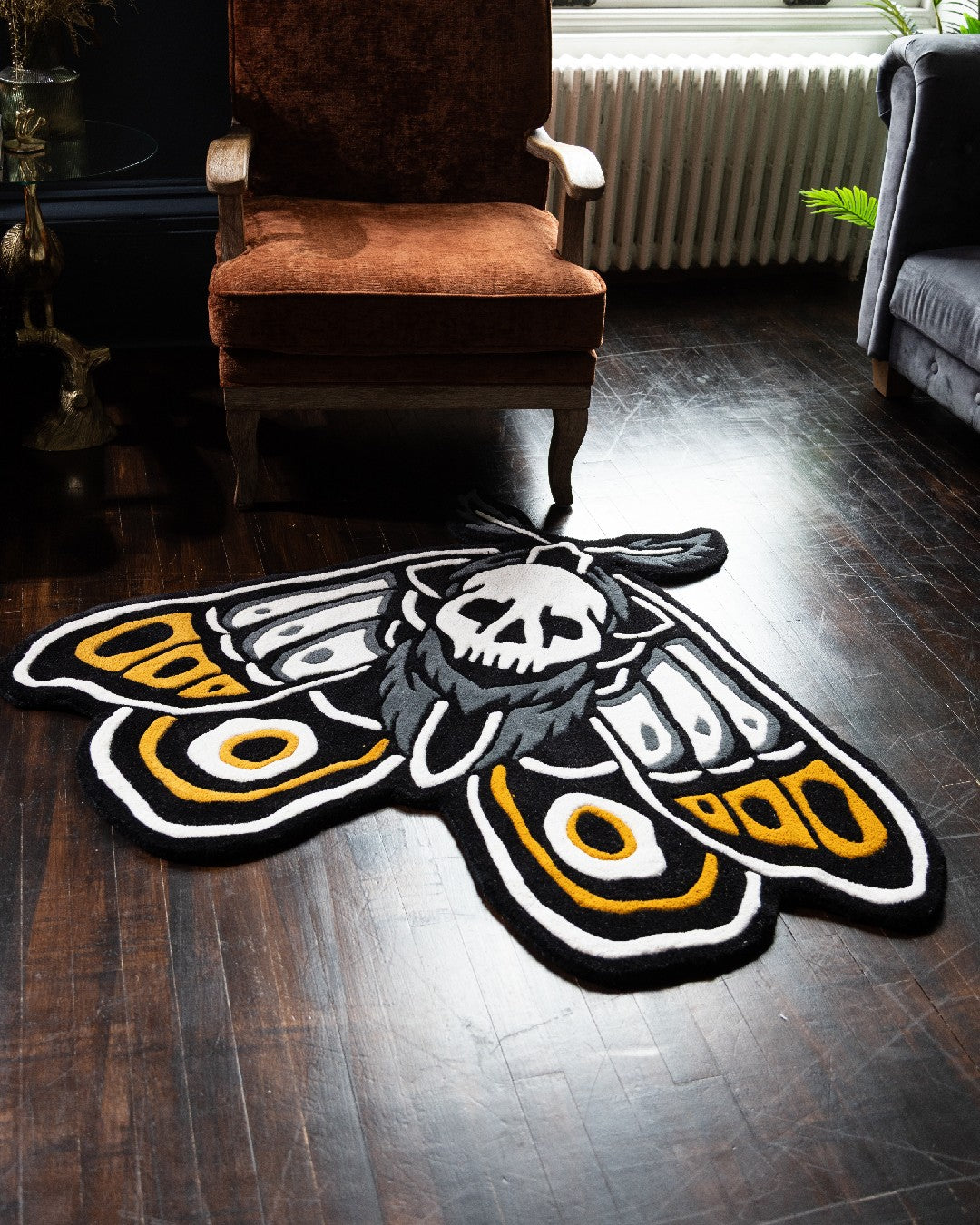 Moth Rug Design Death Moth Rug - Gothic Tattoo Decor – Inked Rugs