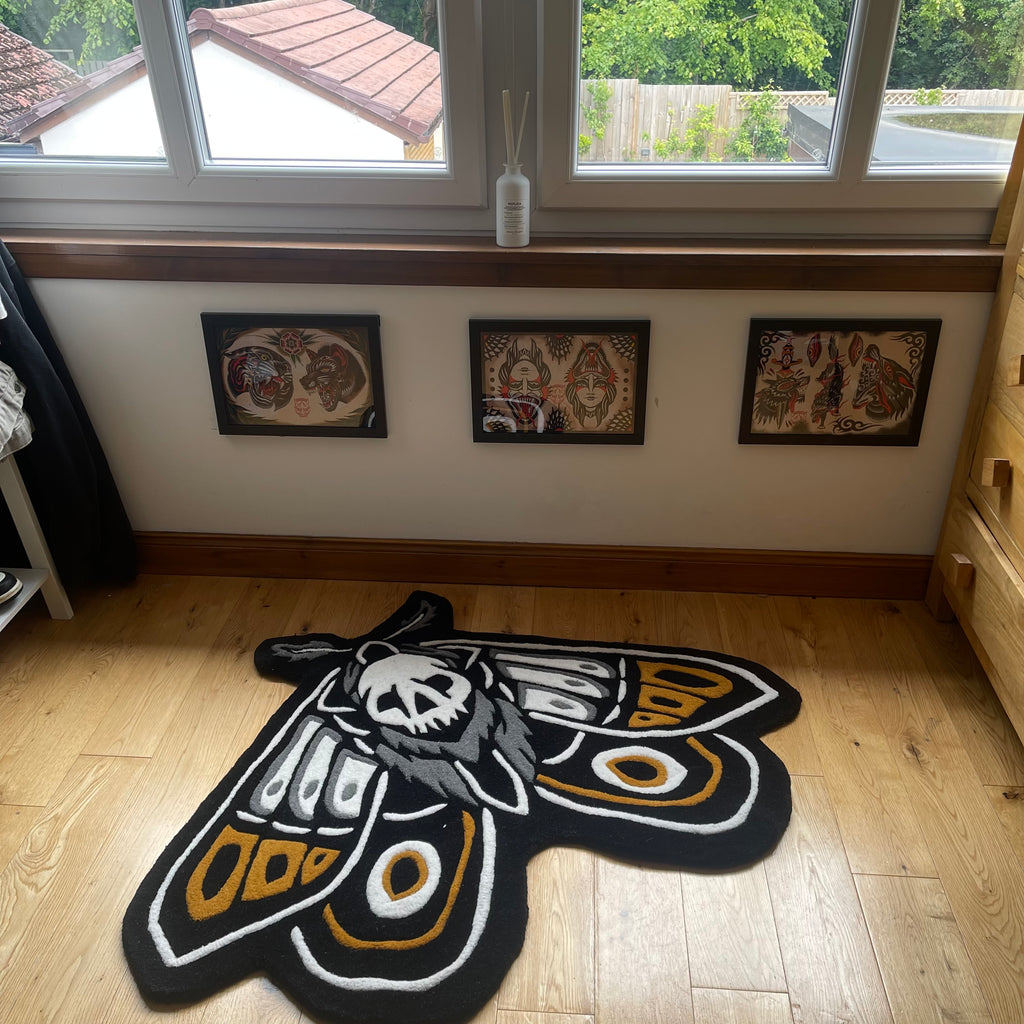 Moth Rug Design Death Moth Rug - Gothic Tattoo Decor – Inked Rugs