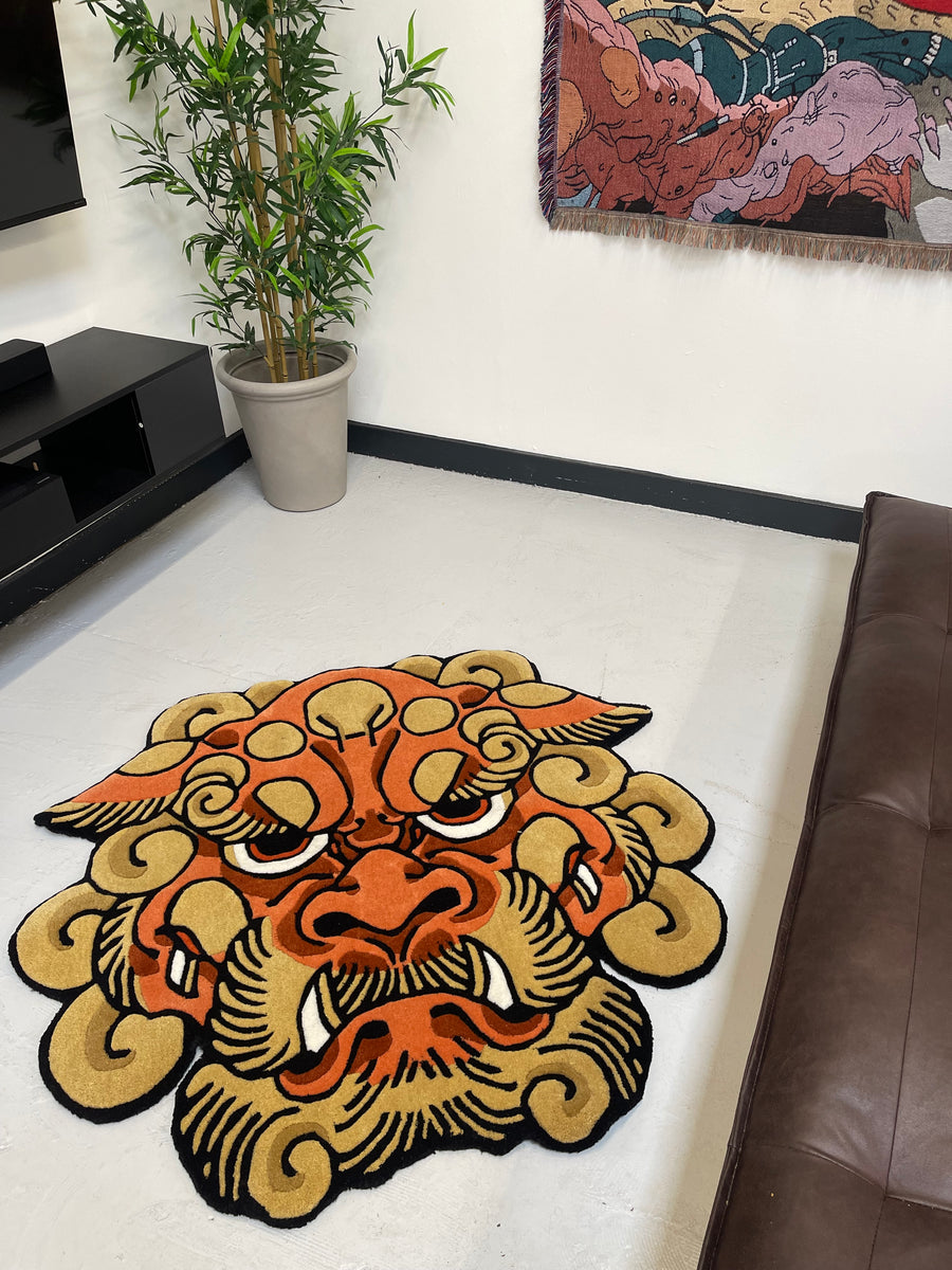 Orange Fu Dog Rug - Asian Traditional Decor – Inked Rugs
