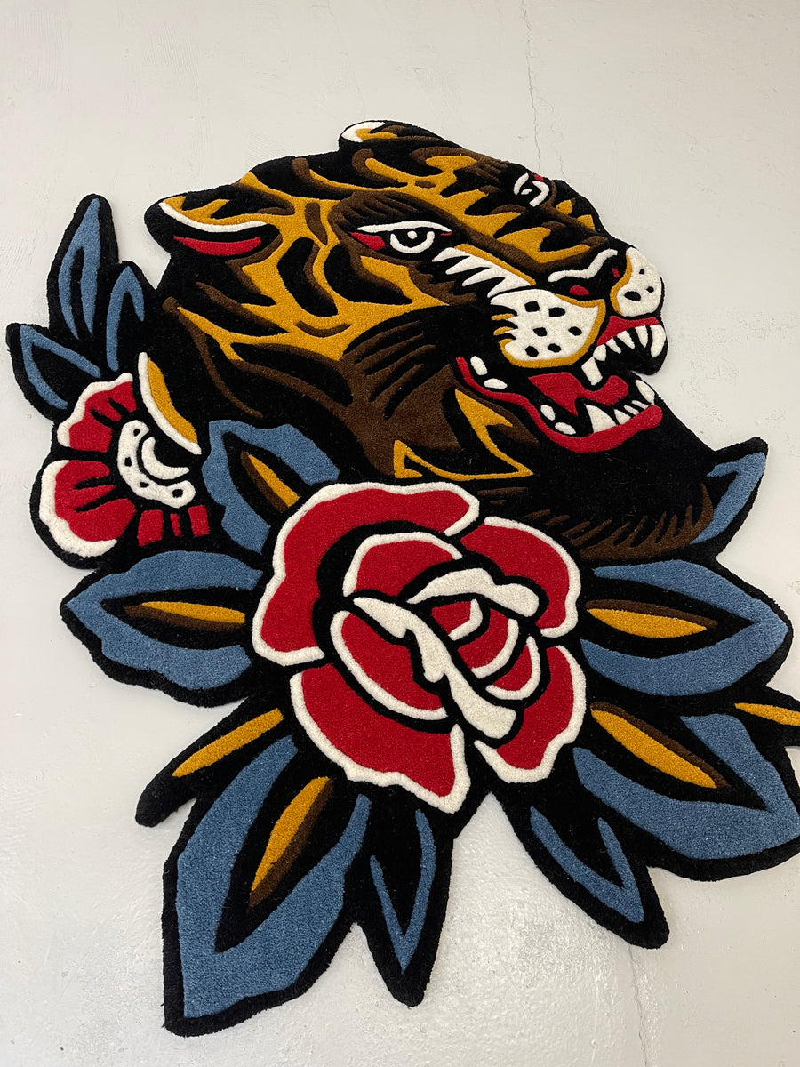 Bert Grimm Tiger Rug - Vintage Tattoo Decor – Inked Rugs