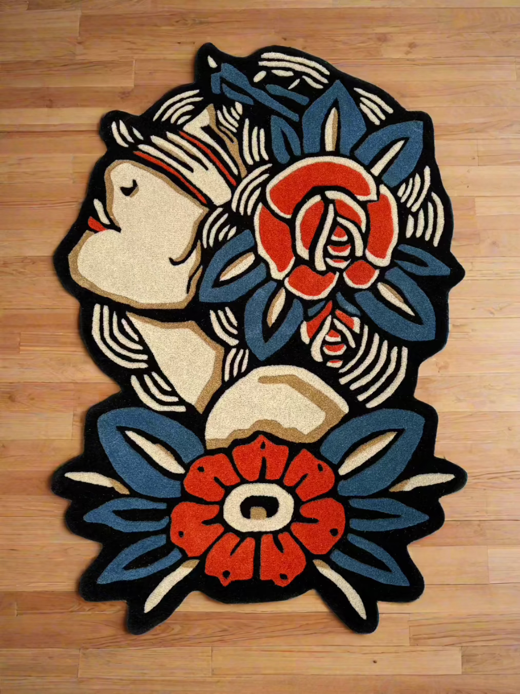 Tatto Rug Traditional Lady Rug - American Tattoo Decor – Inked Rugs