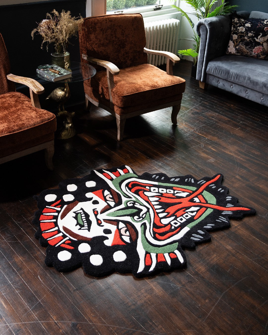 彫刻・オブジェ face okg RUG Flip Face Demon Rug - Gothic Lady Decor – Inked Rugs