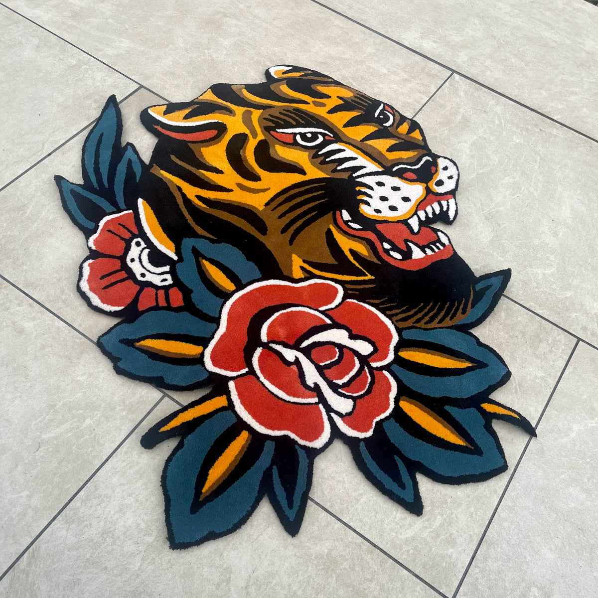 Bert Grimm Tiger Rug - Vintage Tattoo Decor – Inked Rugs