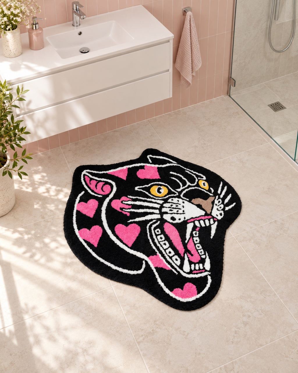Panther Heart Bath Mat