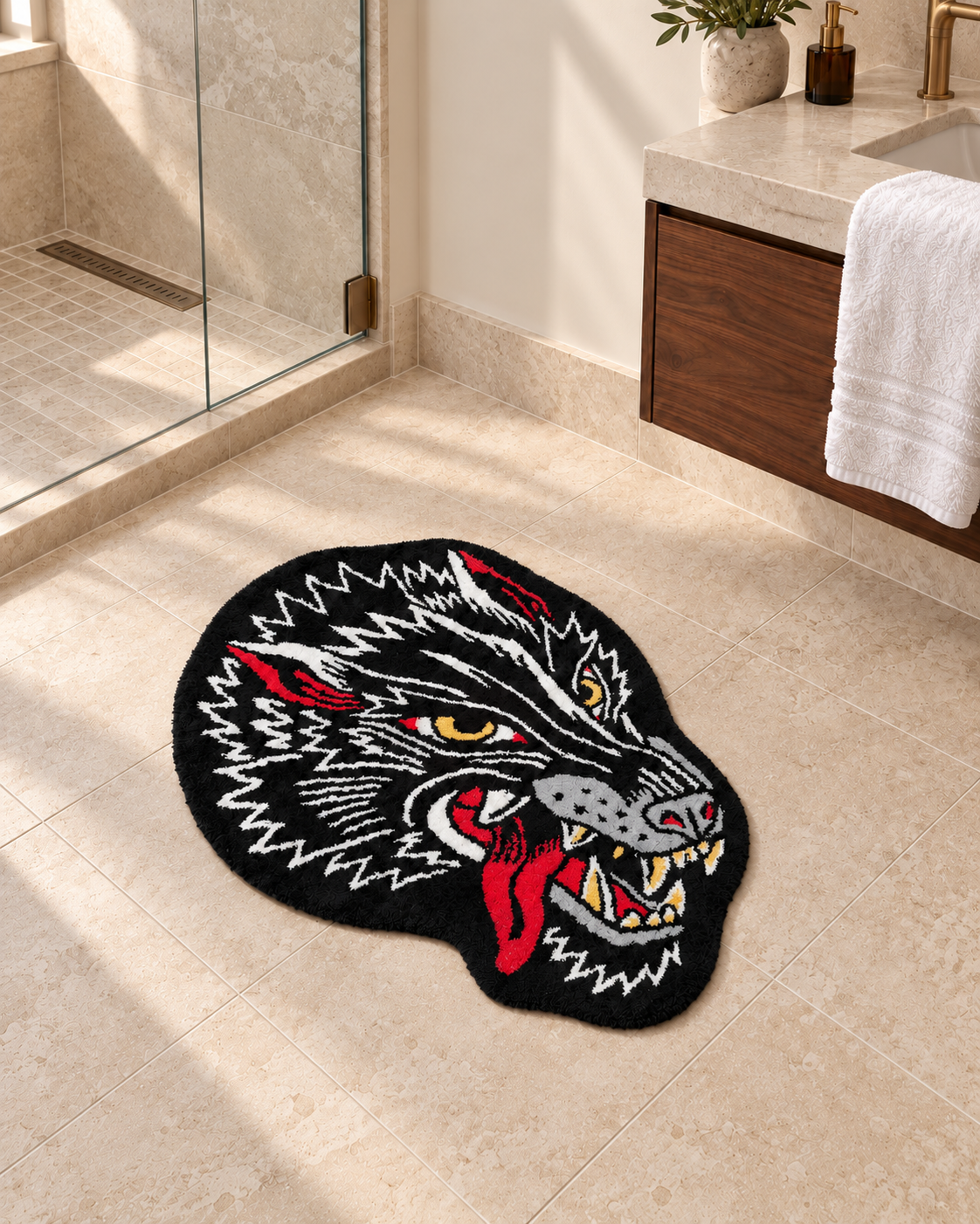Wolf Head Bath Mat